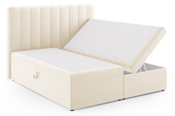 Beżowe łóżko boxspring ze schowkiem 180x200 cm Gina – Milo Casa