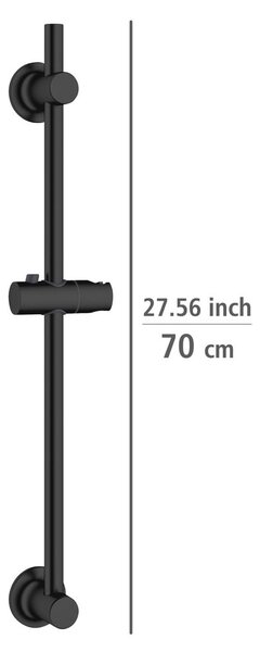 Czarny samoprzylepny drążek prysznicowy na słuchawkę ze stali nierdzewnej 70 cm – Wenko
