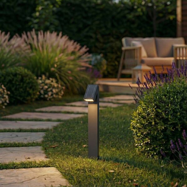 Lampa solarna LED PRIOS Lestor, antracytowa, ściemniana, IP65 Lestor PRIOS, możliwość ściemniania, czarny, aluminium, nowoczesny