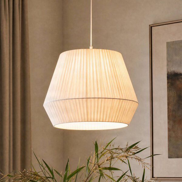 Lampa wisząca Vitore Lindby, możliwość ściemniania, biały / opal, salon / jadalnia, tkanina / materiał / jedwab, skandynawski