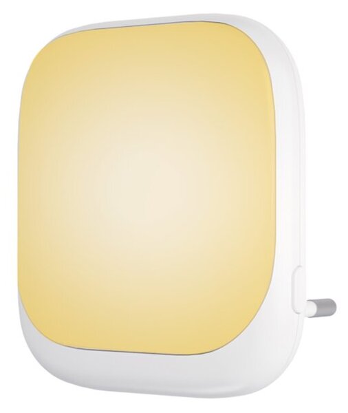 Lampka nocna do gniazdka z czujnikiem zmierzchu do sypialni biała kwadratowa regulacja jasności ciepła barwa LED 0.5W PATI Eko-Light