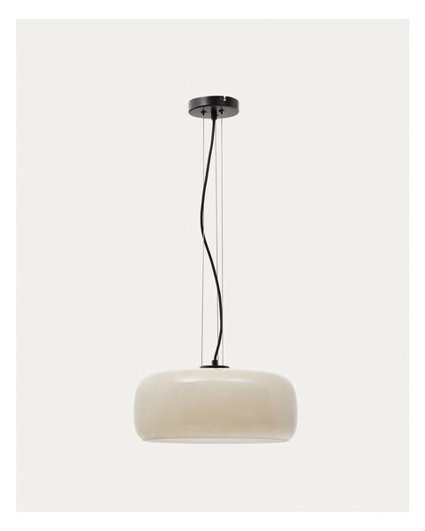 Szarobeżowa lampa wisząca LED ze szklanym kloszem ø 38 cm Reig – Kave Home