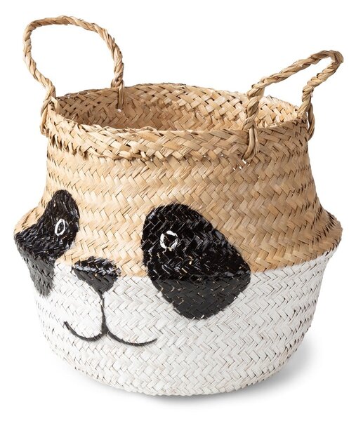 Biało-naturalny dziecięcy kosz na zabawki z trawy morskiej ø 25x24 cm Panda – Compactor