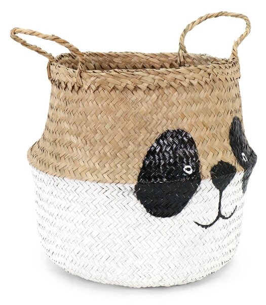 Biało-naturalny dziecięcy kosz na zabawki z trawy morskiej ø 25x24 cm Panda – Compactor
