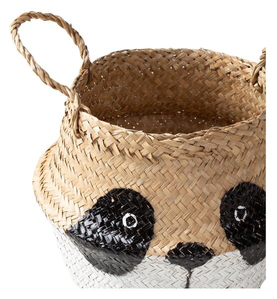 Biało-naturalny dziecięcy kosz na zabawki z trawy morskiej ø 25x24 cm Panda – Compactor