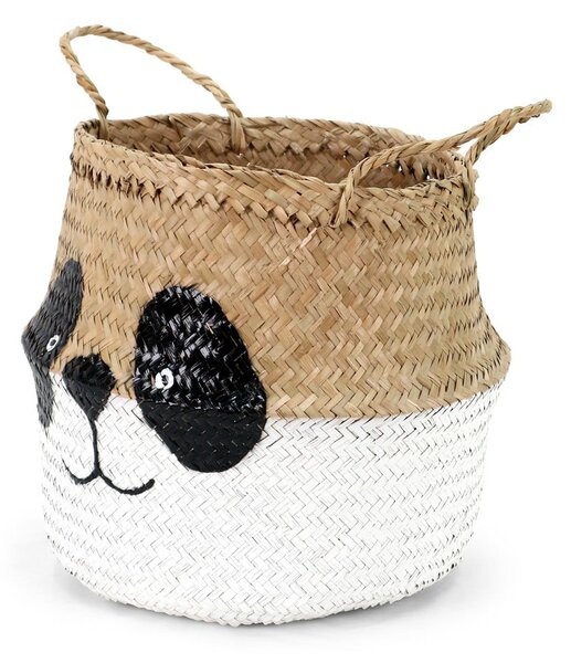 Biało-naturalny dziecięcy kosz na zabawki z trawy morskiej ø 25x24 cm Panda – Compactor
