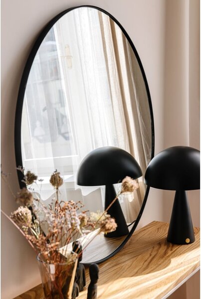 Czarne lustro ścienne Bonami Essentials Layla, ø 80 cm