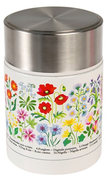 Termos na jedzenie dla dzieci w kremowo-srebrnym kolorze 450 ml Wild Flowers – Rex London