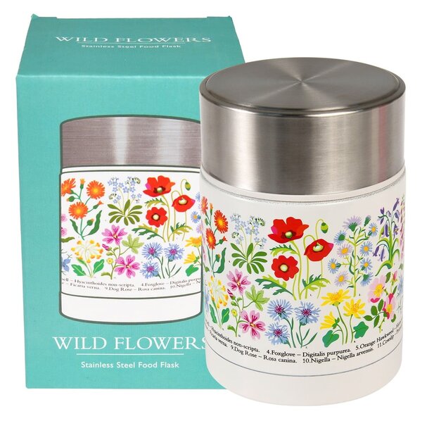 Termos na jedzenie dla dzieci w kremowo-srebrnym kolorze 450 ml Wild Flowers – Rex London