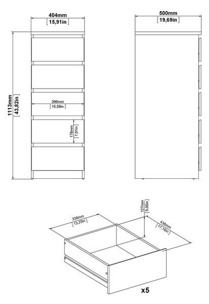 Komoda w dekorze dębu w naturalnym kolorze 40x111x50 cm Naia – Tvilum