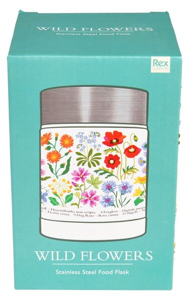 Termos na jedzenie dla dzieci w kremowo-srebrnym kolorze 450 ml Wild Flowers – Rex London