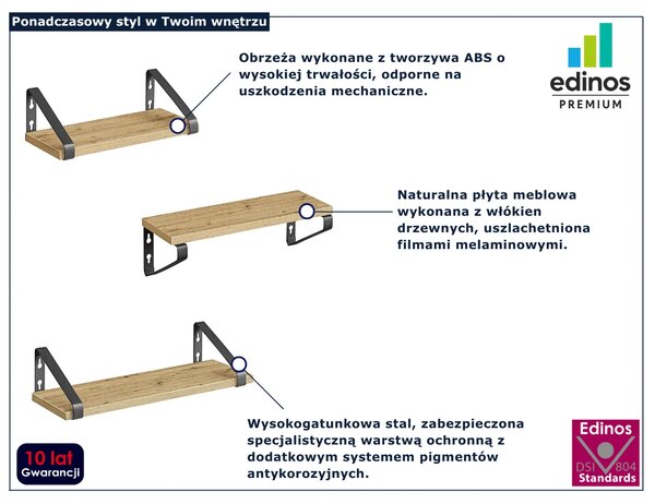Zestaw 3 półek ściennych dąb artisan G7-L86