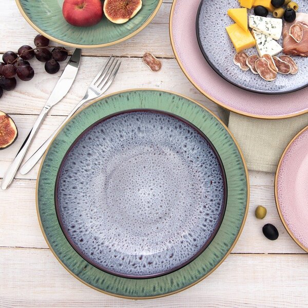 Fioletowy głęboki ceramiczny talerz ø 20,5 cm Glaze – Orion