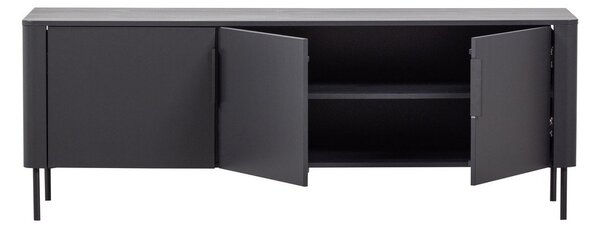 Szafka pod TV z litego drewna sosnowego w kolorze matowej czerni 154x56x44 cm Gunnar – WOOOD