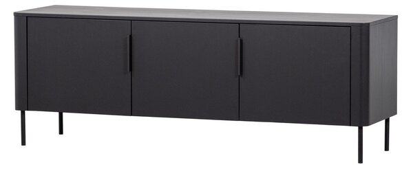 Szafka pod TV z litego drewna sosnowego w kolorze matowej czerni 154x56x44 cm Gunnar – WOOOD