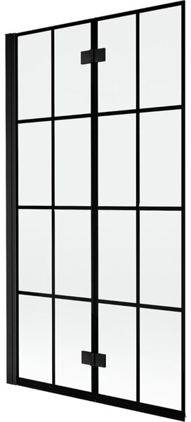 Mexen Mist parawan nawannowy 2-skrzydłowy lewy 100 x 150 cm, czarna kratka, czarny - 8A9-100-002-70-77-L