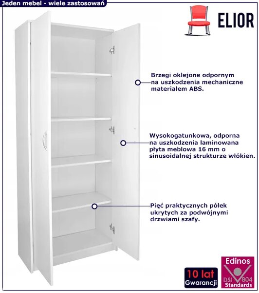 Biała dwudrzwiowa szafa z półkami C3-D96