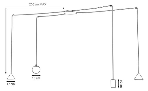 Czarna duża wisząca lampa pająk - 2X D131 S1-W63