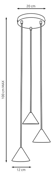 Czarna potrójna lampa wisząca - 4X D129 S1-N90