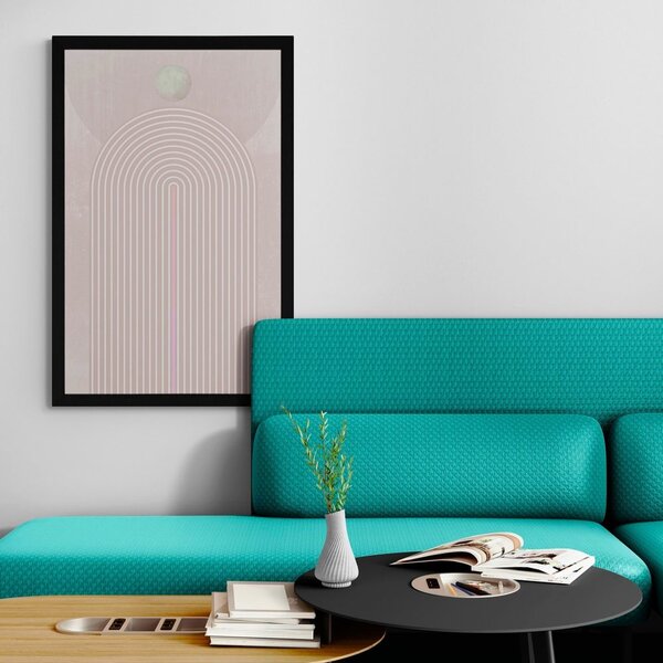 Plakat nowoczesna rużowa tęcza Mid-Century