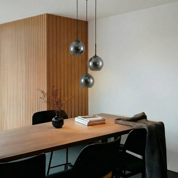 Lampa wisząca Jurian Lindby, możliwość ściemniania, aluminiowy / szary / cynkowy, salon / jadalnia, szkło, nowoczesny