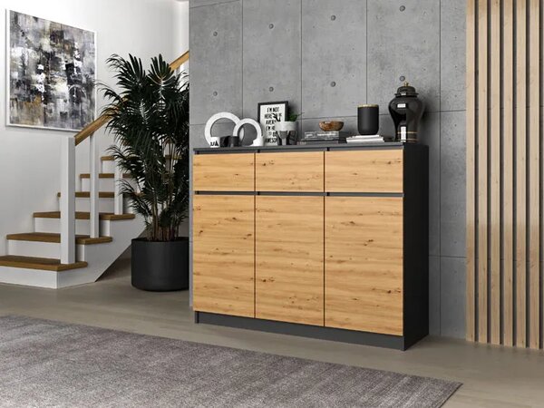 Komoda z drzwiczkami do salonu antracyt + dąb artisan S2-N05