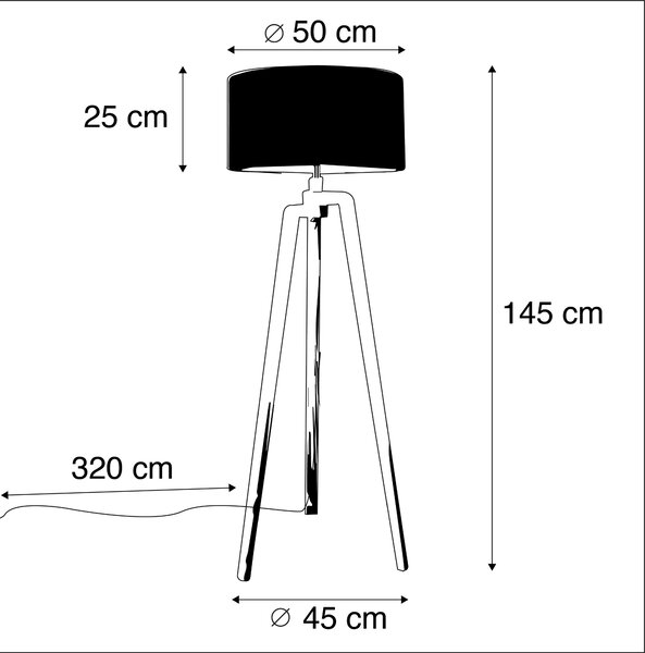 Lampa podłogowa statyw czarny z niebieskim kloszem i złotem 50 cm - Puros Oswietlenie wewnetrzne