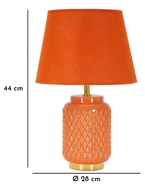 Pomarańczowa lampa stołowa ceramiczna z tekstylnym kloszem (wysokość 44 cm) – Mauro Ferretti