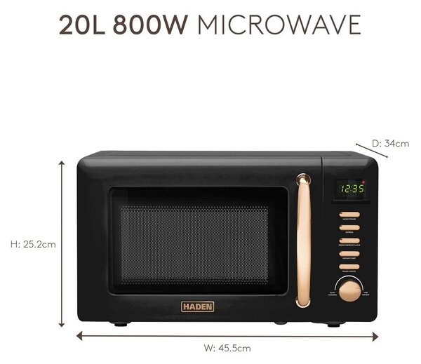 Czarna kuchenka mikrofalowa Black & Copper – Haden