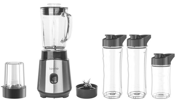 Blender kielichowy LOVIO HOME LVJBL001 Srebrno-czarny + 3 butelki w komplecie