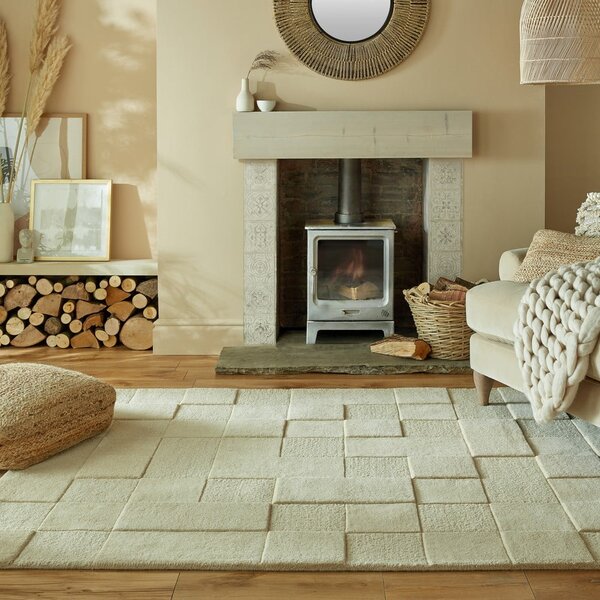Beżowy dywan wełniany 170x120 cm Checkerboard – Flair Rugs