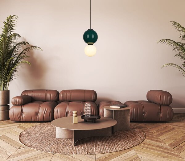 PIEVE lampa wisząca ceramiczna kula zielona 18cm LED 6W 3000K klosz biały PND-95221-1M-GRN