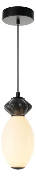 BALOS lampa wisząca biały owalny klosz ceramika ciemnoszara LED 7W 3000K wykończenie czarne PND-94921-1B-BK
