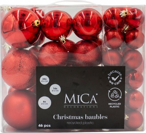 Bombka MICA 8 cm Czerwony (46 sztuk)