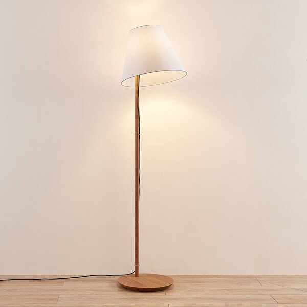 Lampa stojąca Jinda Lucande, biały / opal, salon / jadalnia, tkanina / materiał / jedwab, skandynawski