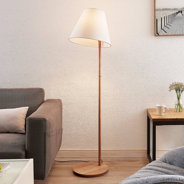 Lampa stojąca Jinda Lucande, biały / opal, salon / jadalnia, tkanina / materiał / jedwab, skandynawski