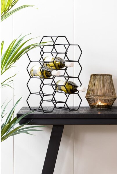 Czarny metalowy regał na wino na 12 butelek Salbris – Light & Living