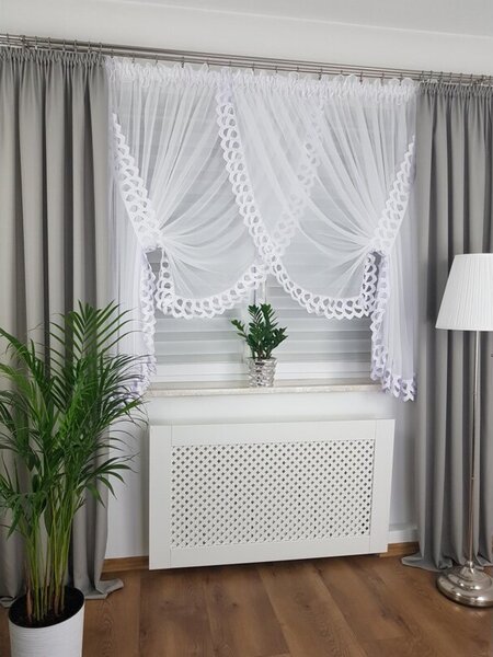 Firana gotowa woalowa biaÅa 300x150 cm z gipiurÄ , taÅma marszczÄ ca