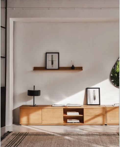 Szafka pod TV w dekorze dębu w naturalnym kolorze 200x44 cm Abilen − Kave Home