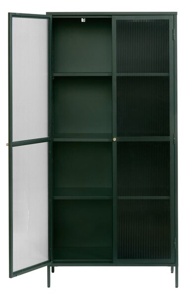 Ciemnozielona metalowa witryna 90x190 cm Bronco – Unique Furniture