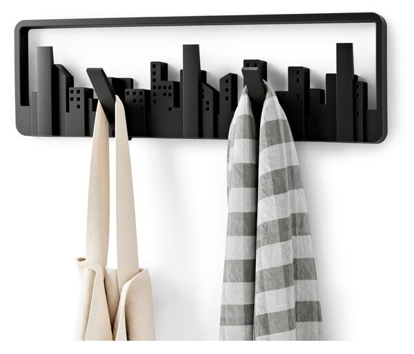 Czarny plastikowy wieszak ścienny Skyline – Umbra