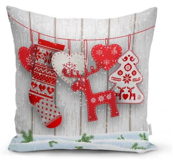 Zestaw 4 świątecznych poszewek na poduszki i bieżnika Minimalist Cushion Covers Snowflakes