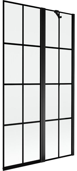 Mexen Mist parawan nawannowy 2-skrzydłowy prawy 100 x 150 cm, czarna kratka, czarny - 8A9-100-011-70-77-P