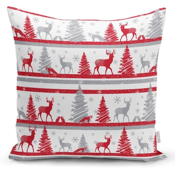 Zestaw 4 świątecznych poszewek na poduszki i bieżnika Minimalist Cushion Covers Red Christmas