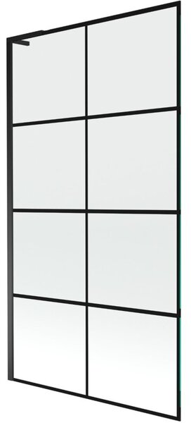 Mexen Next L parawan nawannowy 1-skrzydłowy 100 x 150 cm, czarna kratka, czarny - 895-100-000-03-77-70