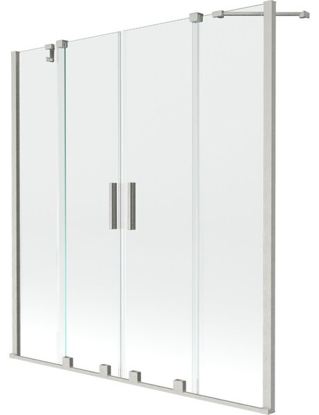 Mexen Velar Duo parawan nawannowy 2-skrzydłowy rozsuwany 140 x 150 cm, transparent, nikiel szczotkowany - 896-140-000-02-97