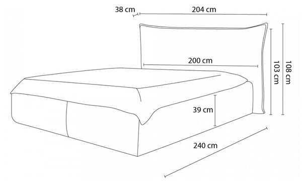 Jasnoszare tapicerowane łóżko dwuosobowe ze schowkiem ze stelażem 160x200 cm Jade – Bobochic Paris