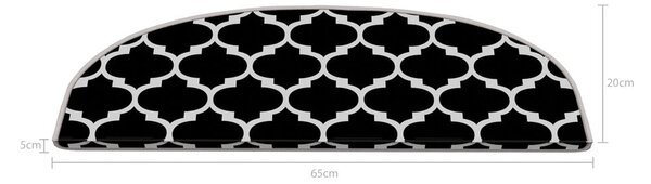 Czarno-białe dywaniki na schody zestaw 16 szt. 20x65 cm Madalyon – Vitaus