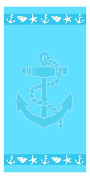 Niebieski bawełniany ręcznik plażowy frotte 70x140 cm Anchor – B.E.S
