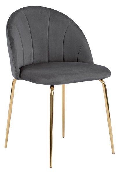 MebleMWM Krzesło tapicerowane THDC015-1 szary welur noga złota